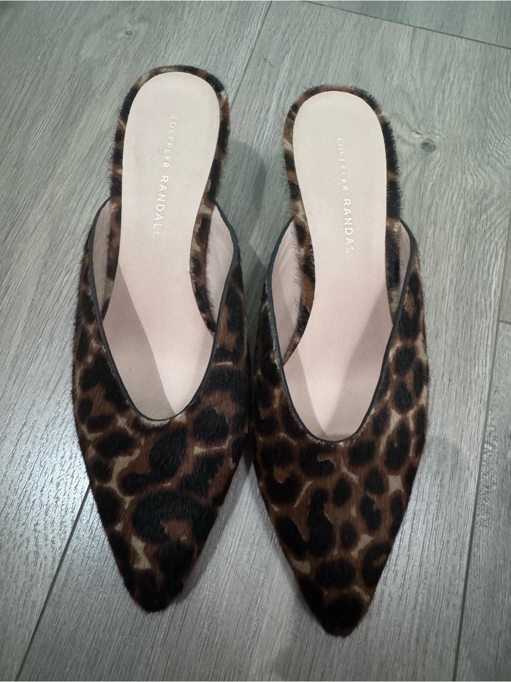 Loeffler Randall Leopard Print Pointed-Toe Pony Hair Mule in Brown and Black